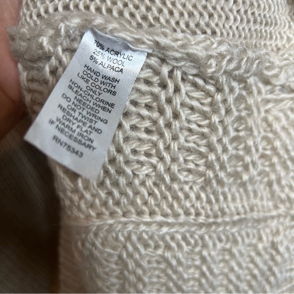 Fenn Wright Manson V-Neck Sweater Openwork Wool Blend Beige Large - Picture 4 of 6